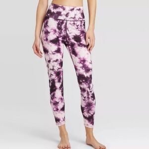 JOYLAB Purple & White High Rise 7/8 Tie Dye Athletic Yoga Leggings